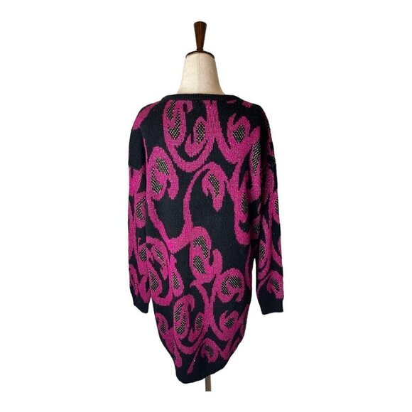 Distinctly Different Vintage Black And Purple Metallic Sparkle Sweater Size 18W - Picture 2 of 9
